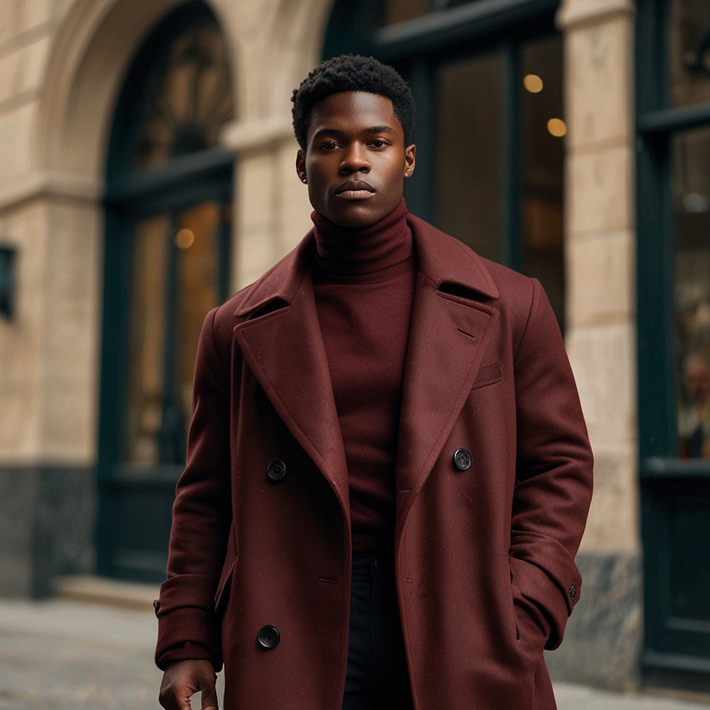 man wearing a burgundy yuppie core style