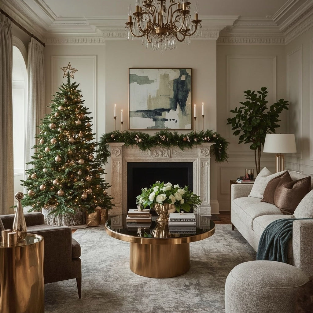 Living room with Christmas decorations